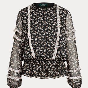 ☀️HP☀️ LAUREN RALPH LAUREN NECKTIE GEORGETTE TOP